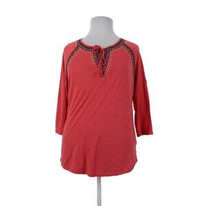 Style Co Top $47 Sz XL Aurora Rose Red Black Embroidered Polyester Rayon Top